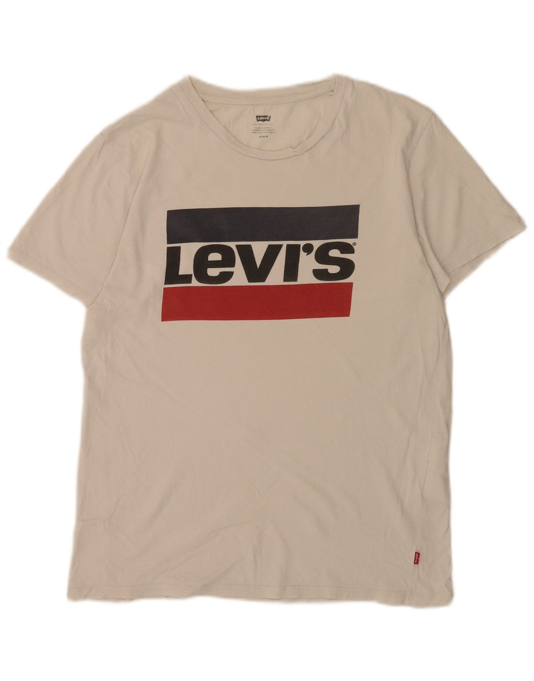 Levi's Herren Grafik-T-Shirt-Oberteil aus mittelweißer Colourblock-Baumwolle