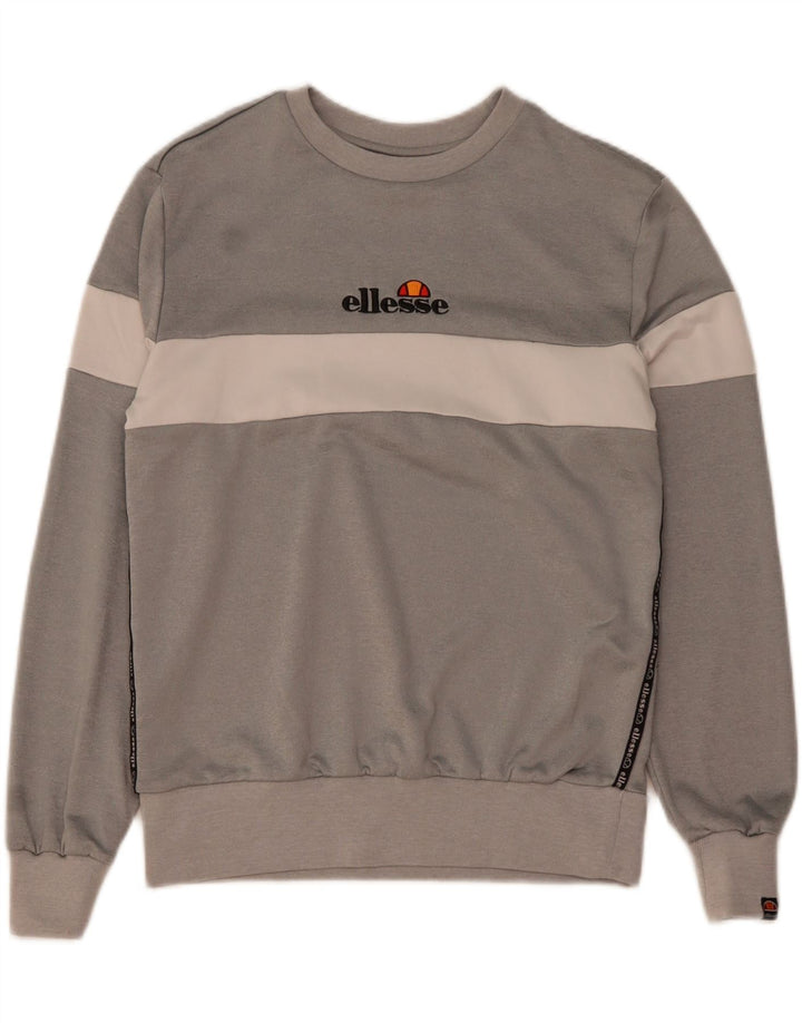 Ellesse Herren Grafik-Sweatshirt-Pullover Mittelgraues Colourblock-Polyester