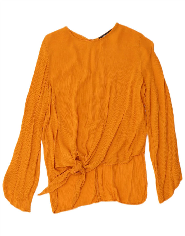 Zara Damen Langarm-Blusenoberteil UK 10 Small Gelbe Viskose
