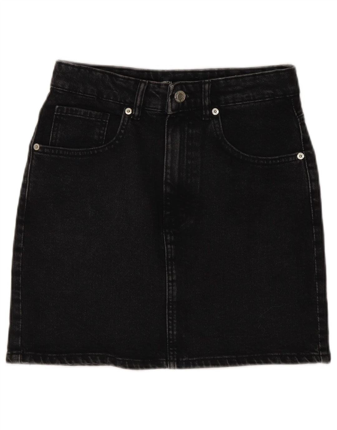 Zara Damen Mini-Jeansrock, Größe S, Größe 26, Grau, Baumwolle