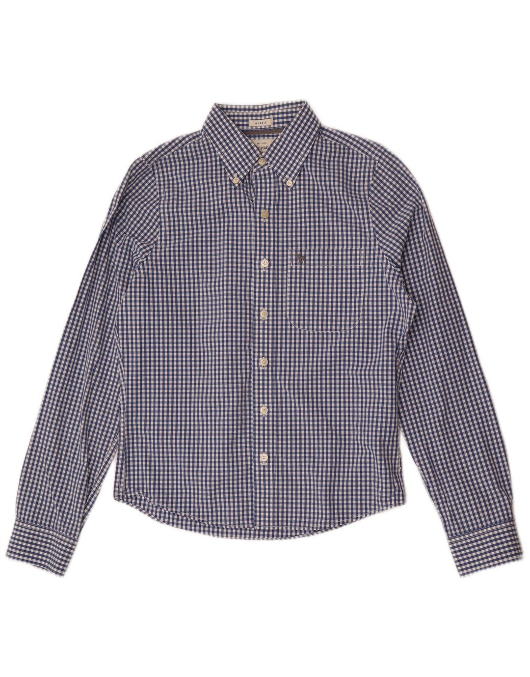 Abercrombie & Fitch Herren-Muskelhemd, klein, blauer Gingham-Karomuster