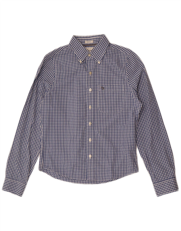 Abercrombie & Fitch Herren-Muskelhemd, klein, blauer Gingham-Karomuster