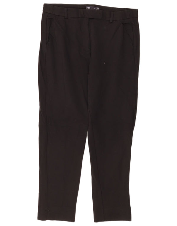 Marks & Spencer Womens Straight Casual Trousers UK 14 Medium W32 L25 Black