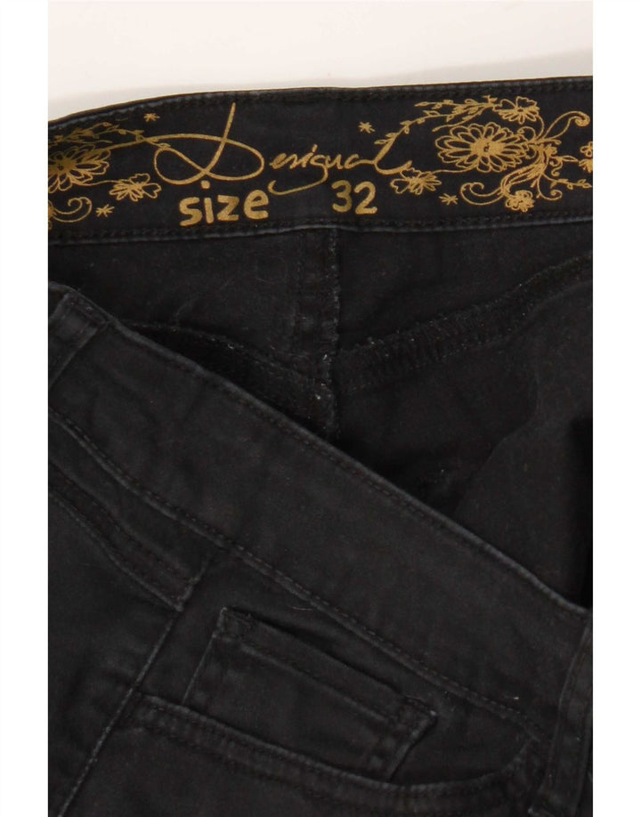 Desigual Damen Skinny Jeans W32 L32 Schwarzer Hahnentritt