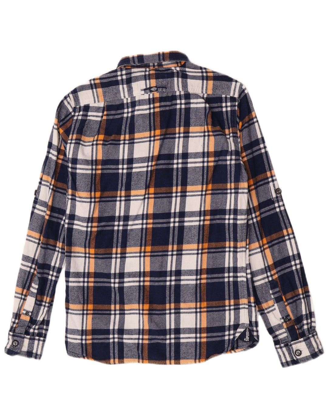 Superdry Herren-Flanellhemd, mittelblau, kariert, Baumwolle