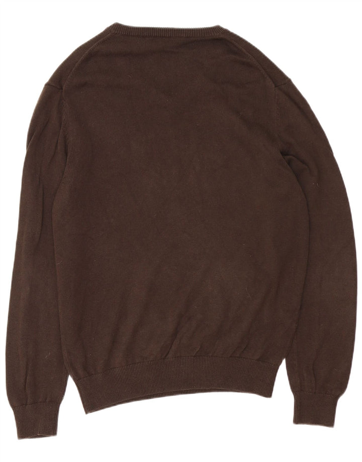 Crew Clothing Herren-Pullover mit V-Ausschnitt aus mittelbrauner Baumwolle