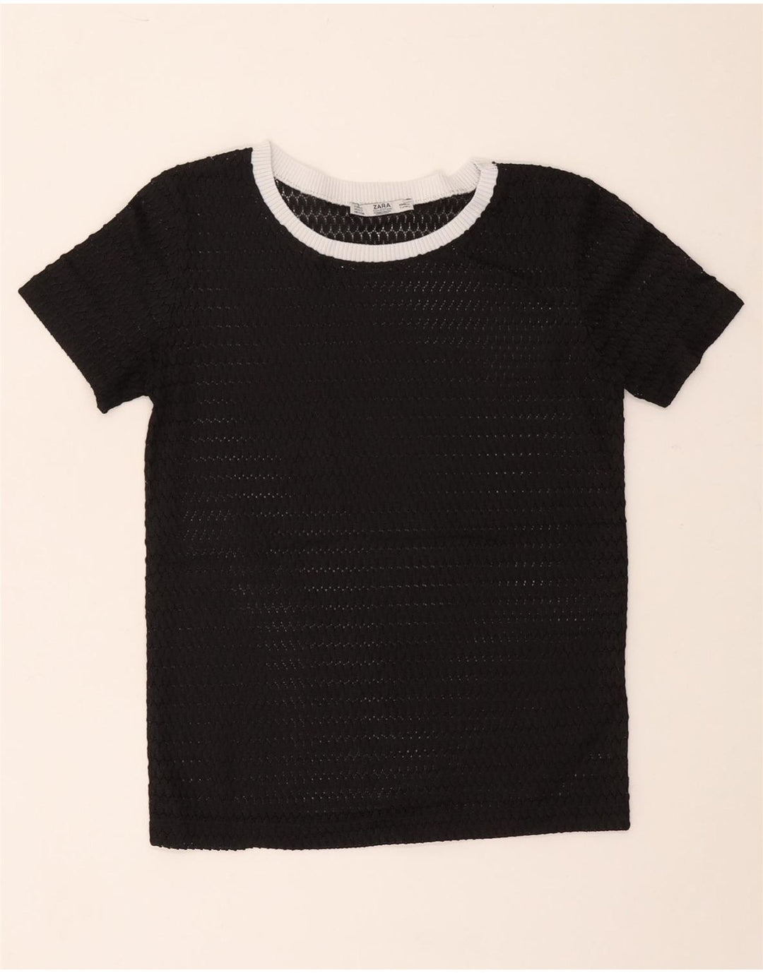 Durchsichtiges T-Shirt-Oberteil für Damen von Zara, UK 10, Größe S, Schwarz