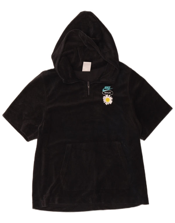 Nike Kurzarm-Kapuzenpullover für Jungen mit Grafik, 13–14 Jahre, XL, schwarze Baumwolle