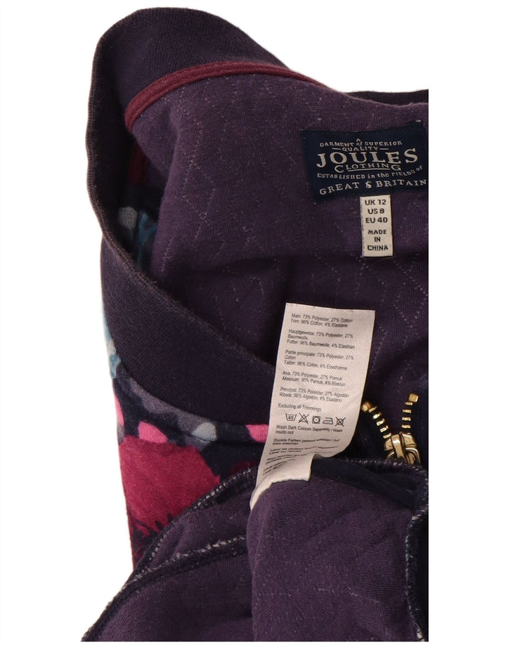 Joules Damen-Trainingsanzug-Top-Jacke UK 12 Mittelmarineblaues Blumenmuster aus Polyester