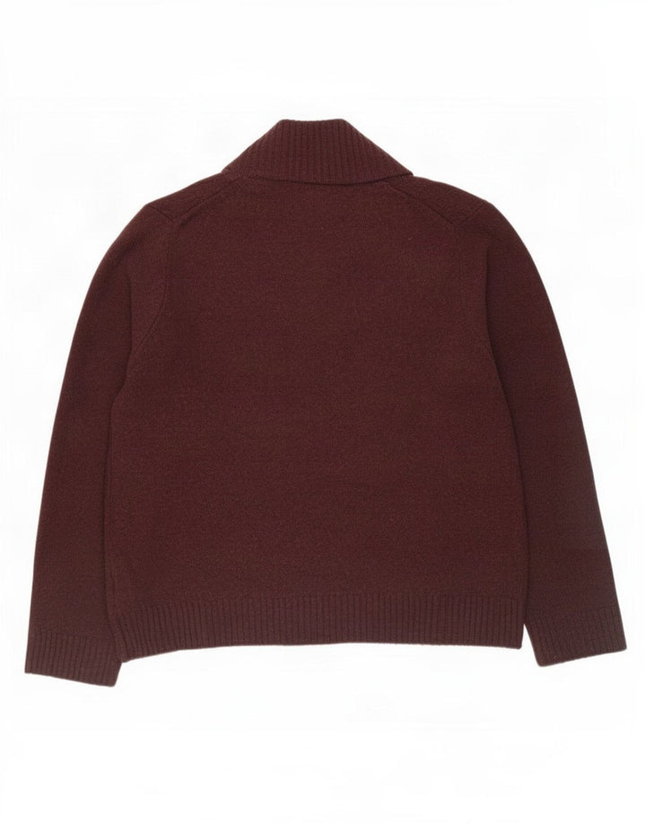 Marks & Spencer Herren-Pullover mit Reißverschluss am Hals, mittlere burgunderrote Wolle