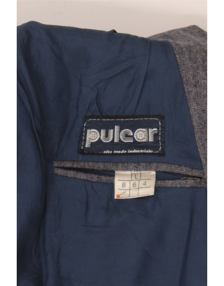 VINTAGE Mens Blazer Jacket UK 40 Large Navy Blue Herringbone Vintage Vintage and Second-Hand Vintage from Messina Hembry 