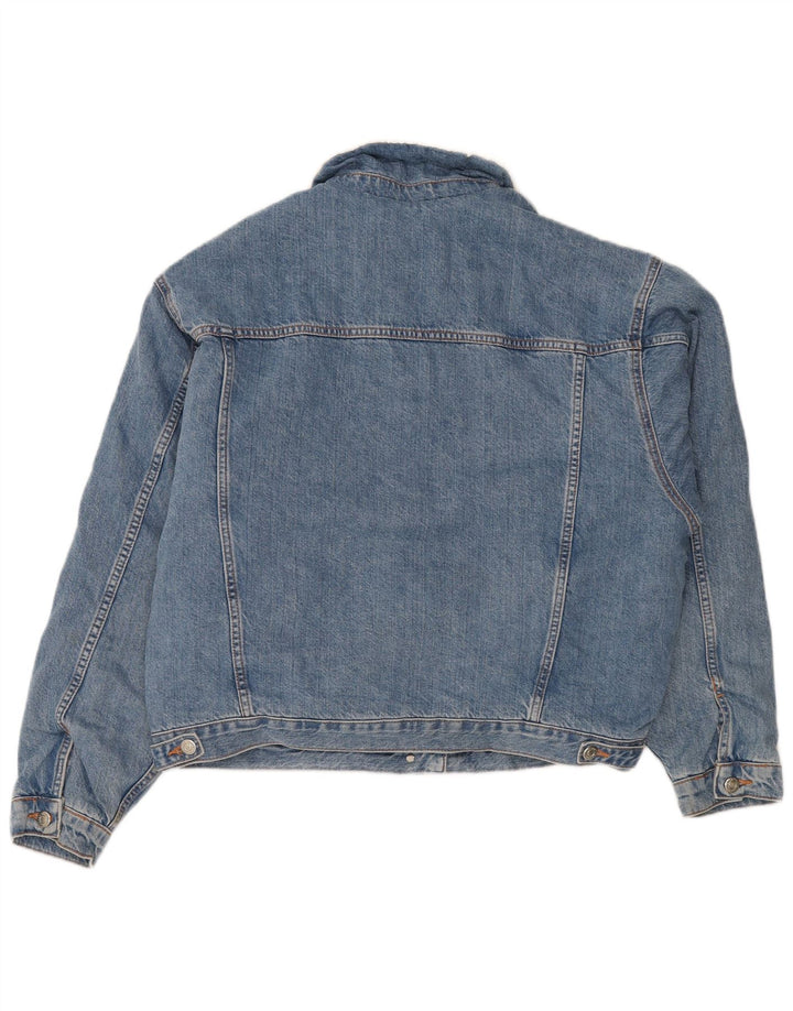 Topshop Damen-Jeans-Sherpa-Jacke in Übergröße, UK 10, Größe S, Blau, Baumwolle
