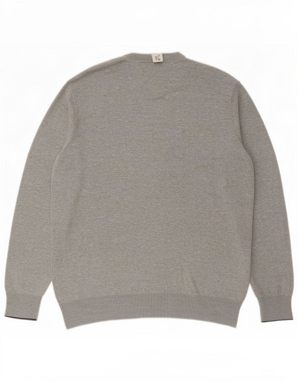Timberland Herren-Pullover mit V-Ausschnitt, XL, grau gefleckte Baumwolle