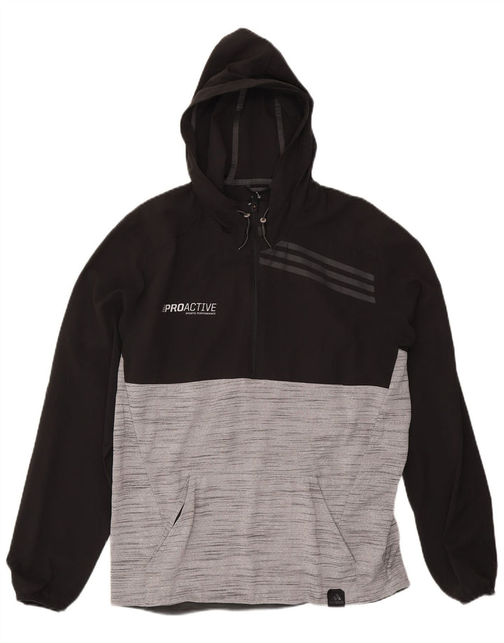 ADIDAS Herren Climalite Graphic Hoodie Pullover Mittelschwarz Farbblock