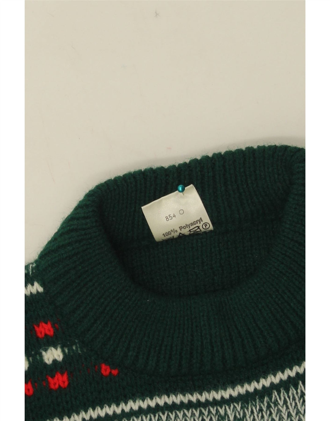 Dralon Herren-Pullover mit Rundhalsausschnitt, Größe S, Grün, Fair-Isle-Polyacryl