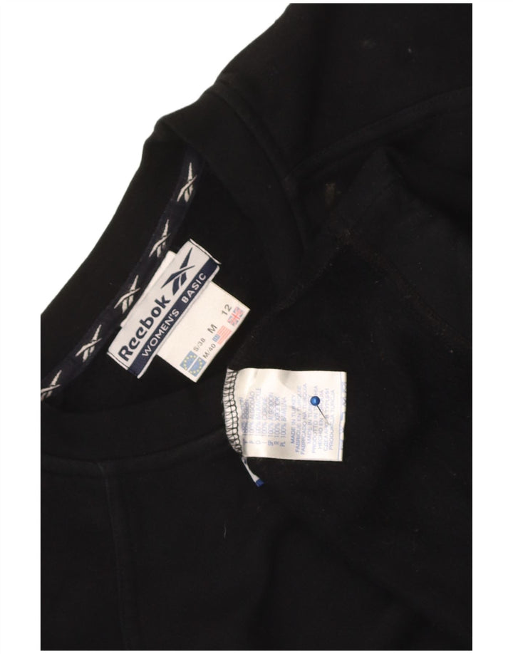 Reebok Damen Sweatshirt Pullover UK 12 Medium Schwarz Baumwolle