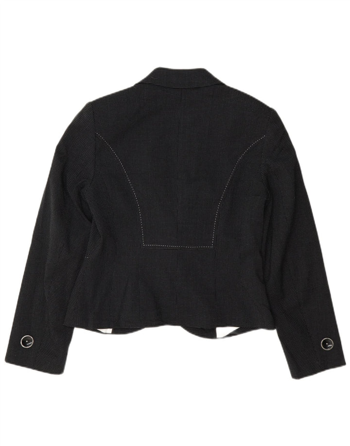 Marks & Spencer Damen-Blazer mit 1 Knopf, Gr. 10, Größe S, Marineblau, gepunktet