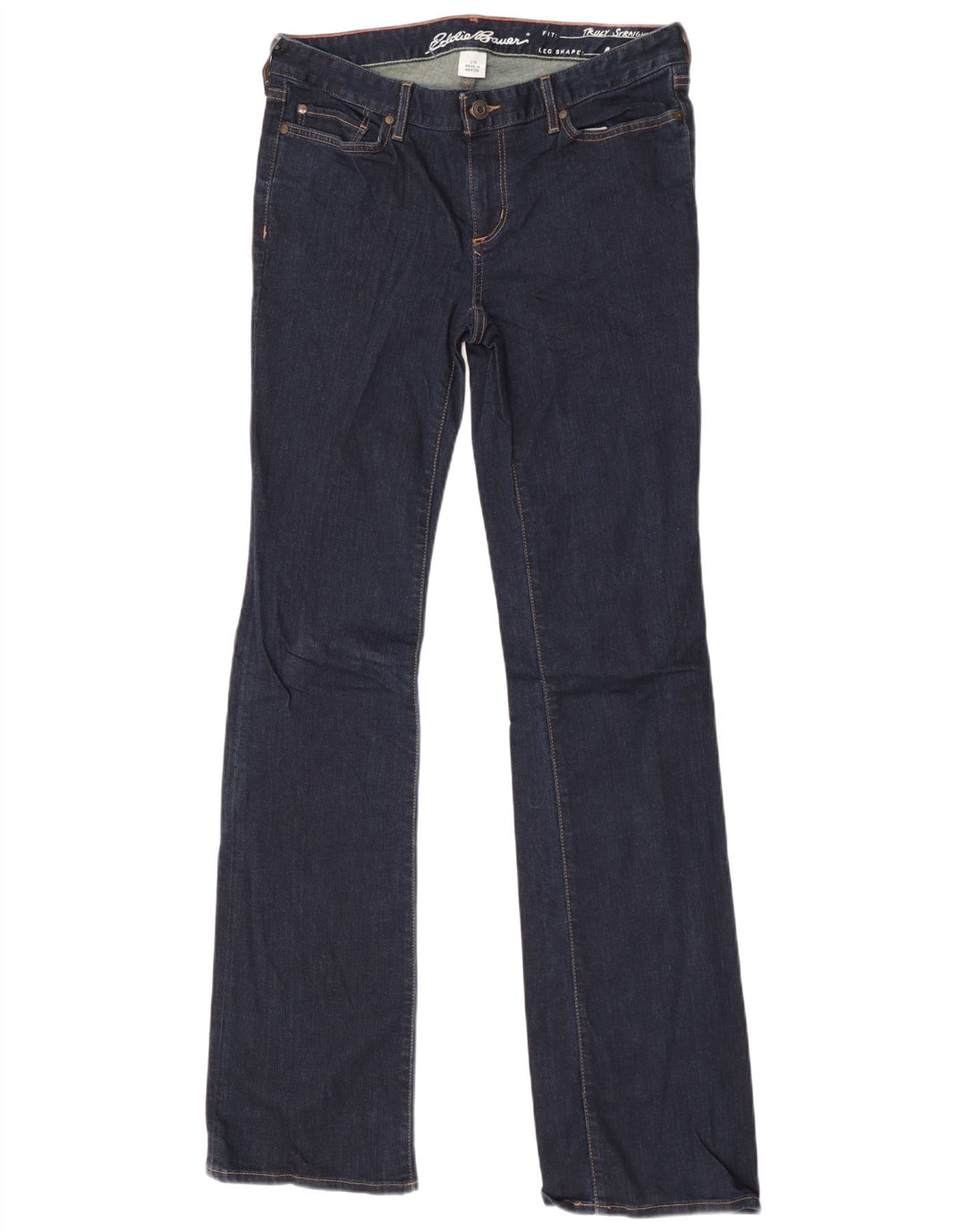 Eddie Bauer Damen Straight Bootcut Jeans US 10 Large W32 L36 Blaue Baumwolle