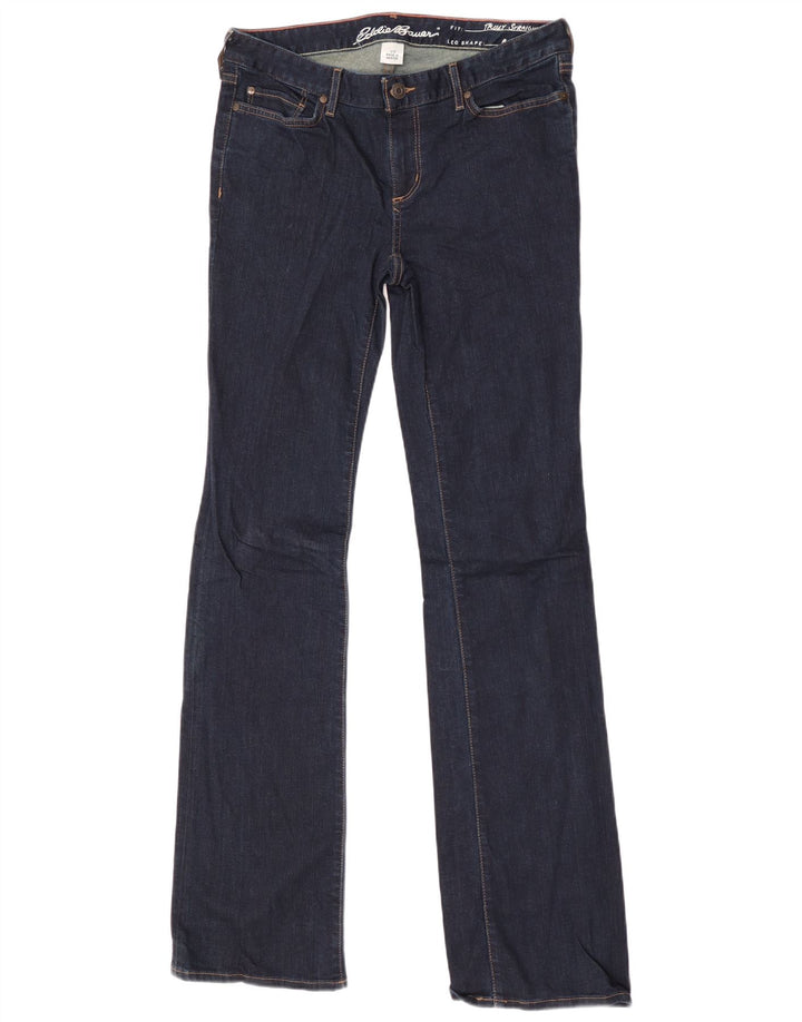 Eddie Bauer Damen Straight Bootcut Jeans US 10 Large W32 L36 Blaue Baumwolle