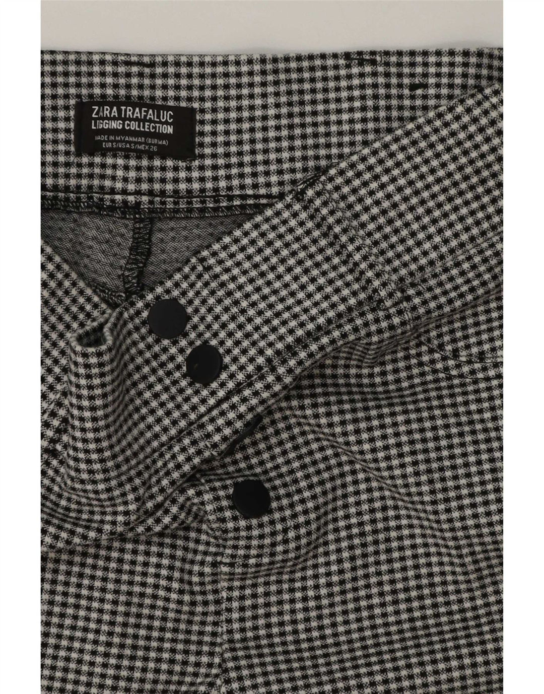 Zara Damen Trafaluc Leggings UK 8 Small Black Gingham