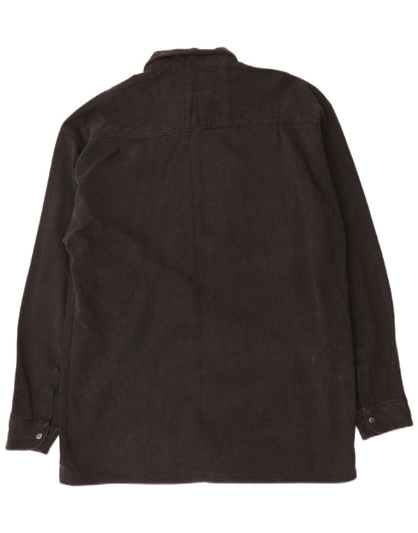 VINTAGE Herren Cordhemd UK 47/48 3XL Schwarze Baumwolle