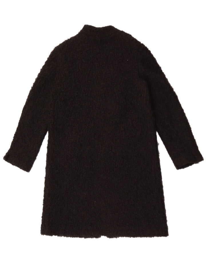 Zara Damen Teddy Open Overcoat UK 14 Medium Schwarz Acryl