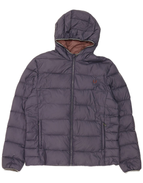 Fred Perry gepolsterte Herrenjacke mit Kapuze, UK 44 2XL, marineblaues Nylon