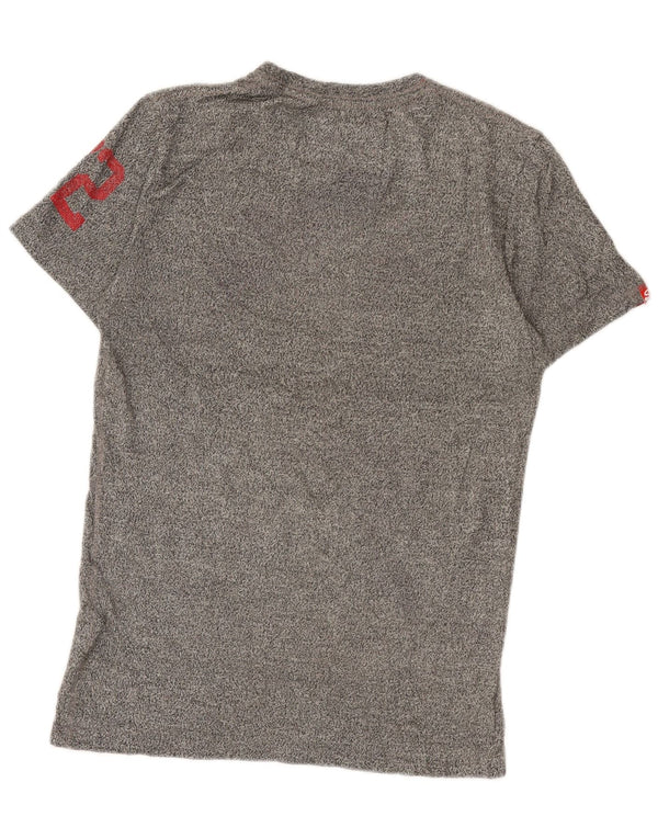 Superdry Herren Grafik-T-Shirt-Oberteil Small Grau meliert Baumwolle Sport
