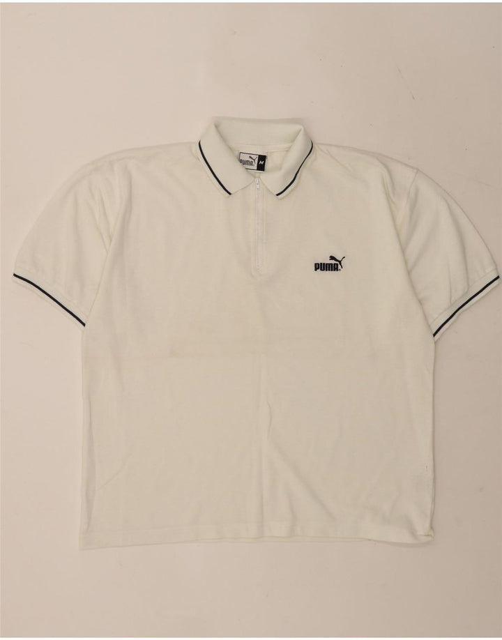 Puma Herren-Poloshirt, mittelweiß, gestreift, Polyester
