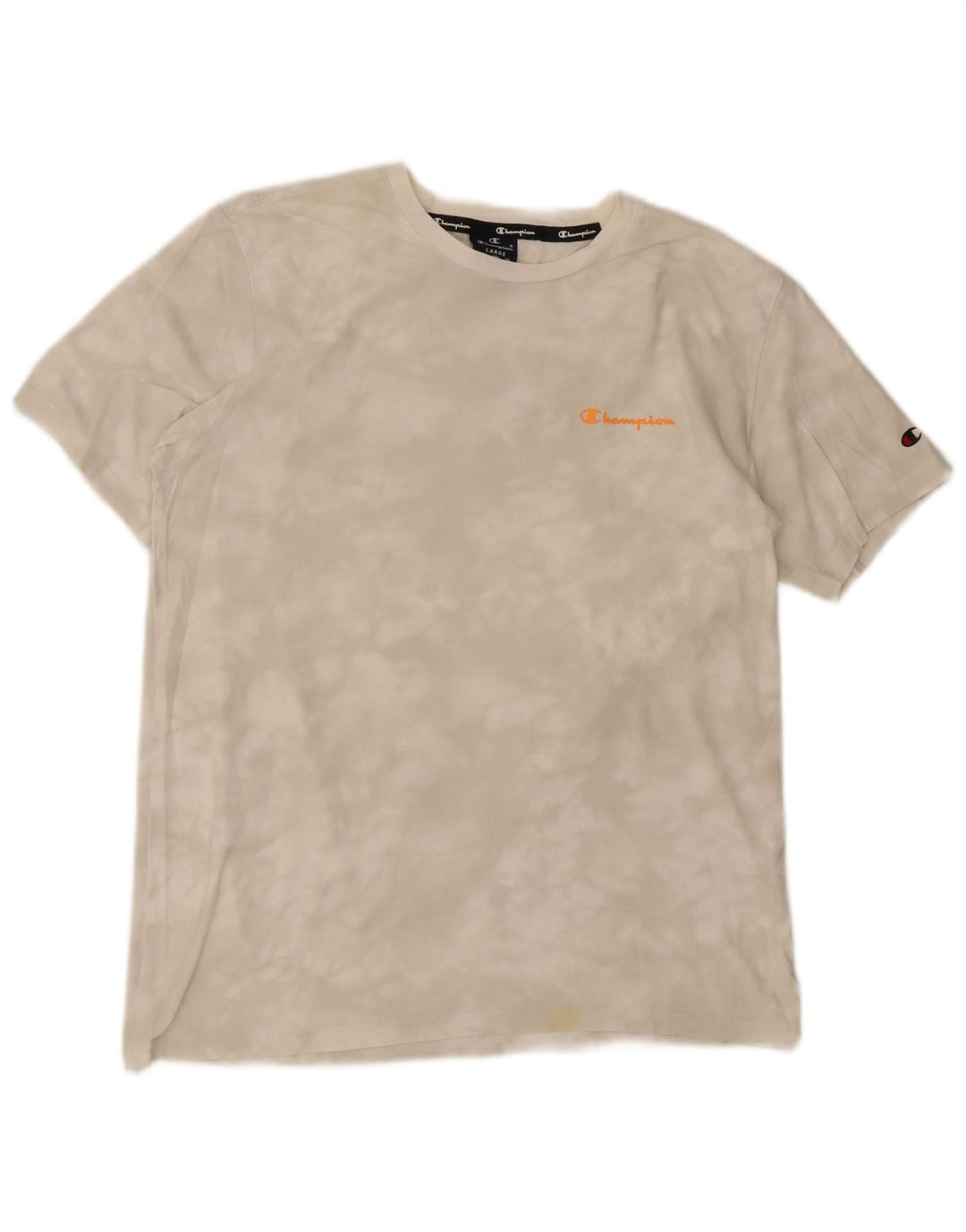 Champion Herren-T-Shirt-Oberteil, groß, weiße Batik-Baumwolle