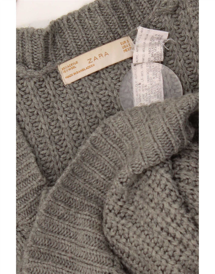 Zara Damen-Cardigan-Pullover UK 10 Small Graues Acryl