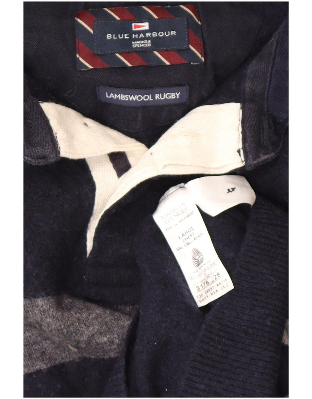 Marks & Spencer Herren-Pullover „Harbor“ mit Polokragen, Blau, Größe L, Marineblau