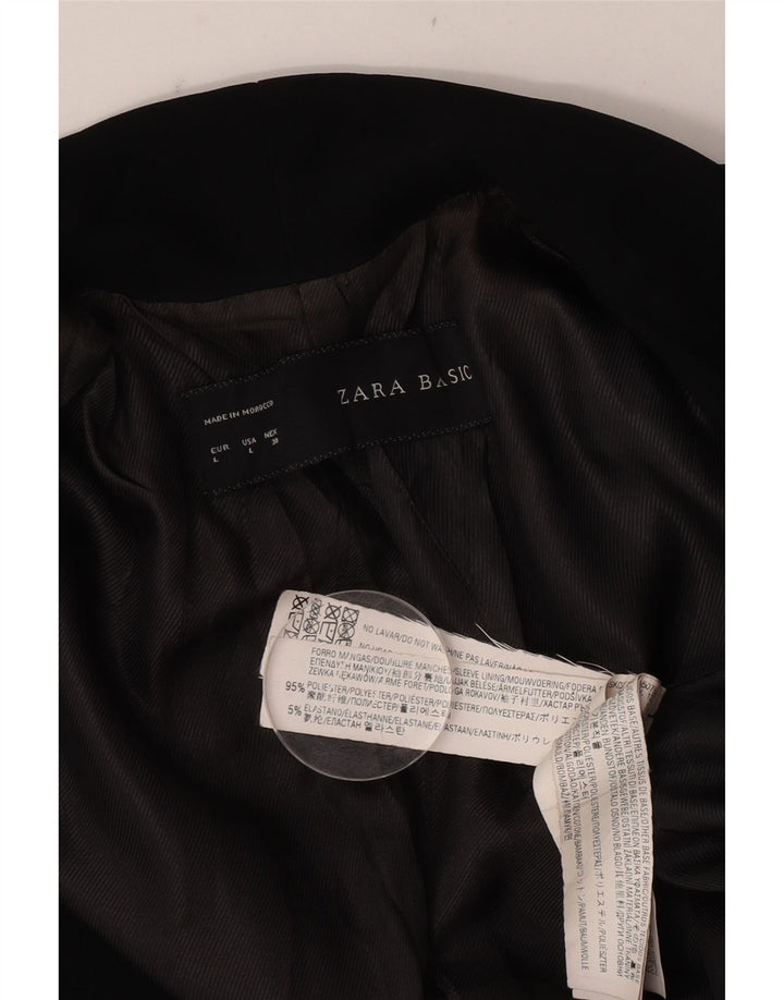 Zara Damen Asymetric Open Blazer Jacke UK 16 Large Schwarz Polyester
