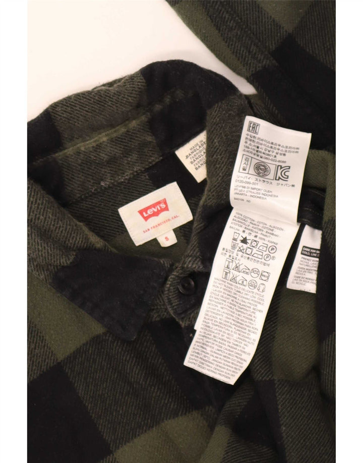 Levi's Herren-Flanellhemd, klein, grün kariert, Baumwolle