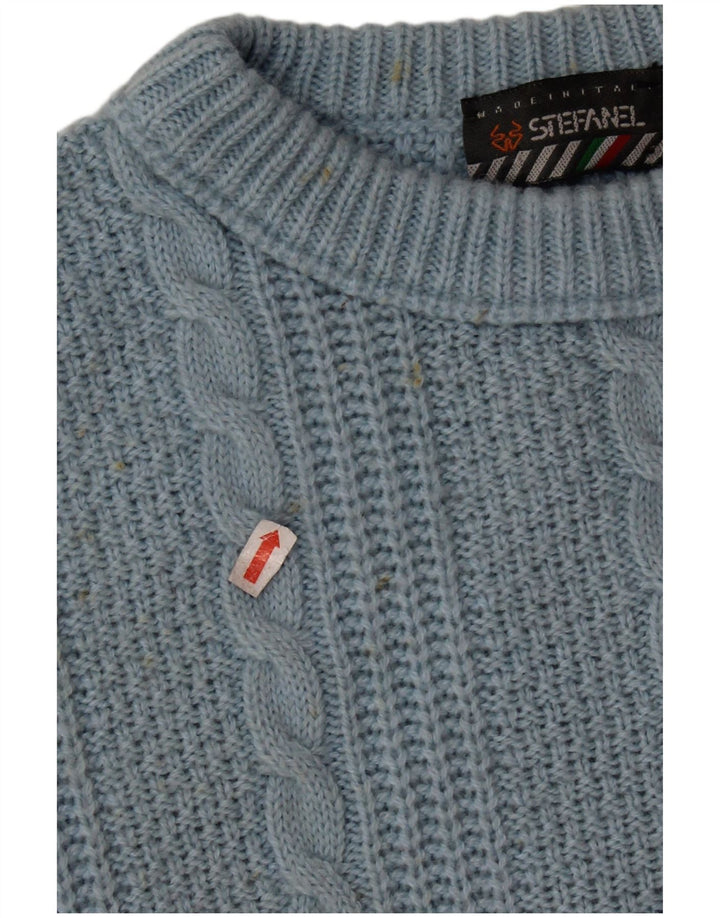 STEFANEL Damen-Pullover in Übergröße mit Rundhalsausschnitt, UK 16, große blaue Wolle