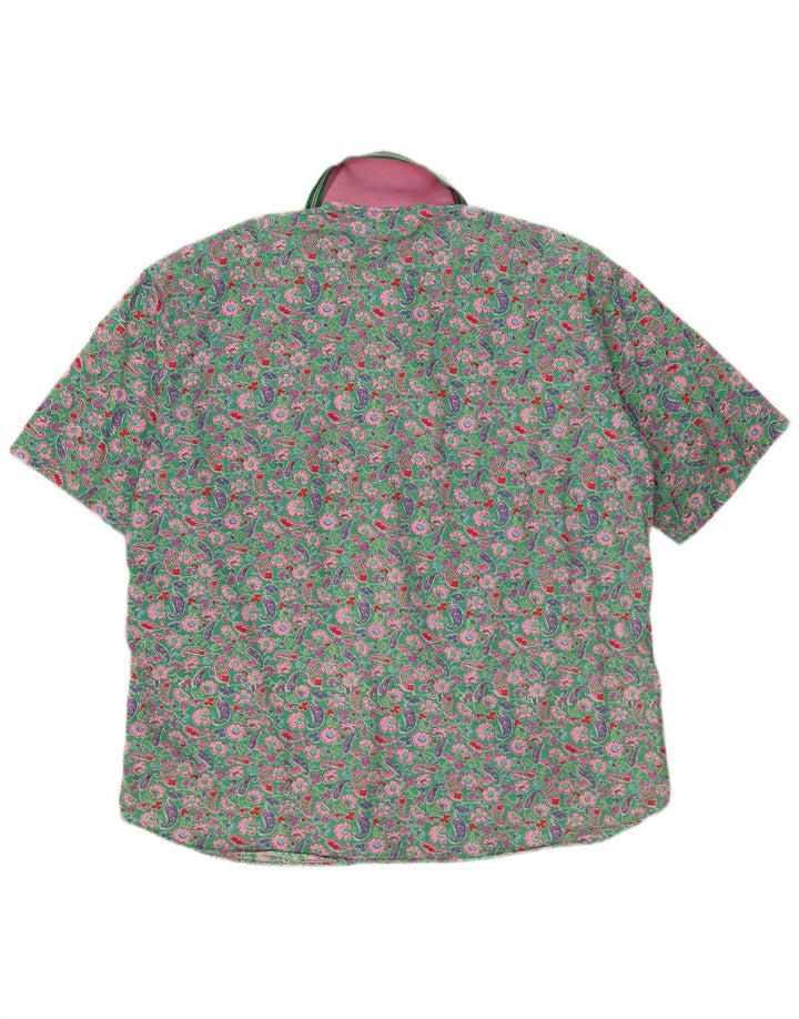 Vintage Herren Kurzarmhemd Großes grünes Paisley