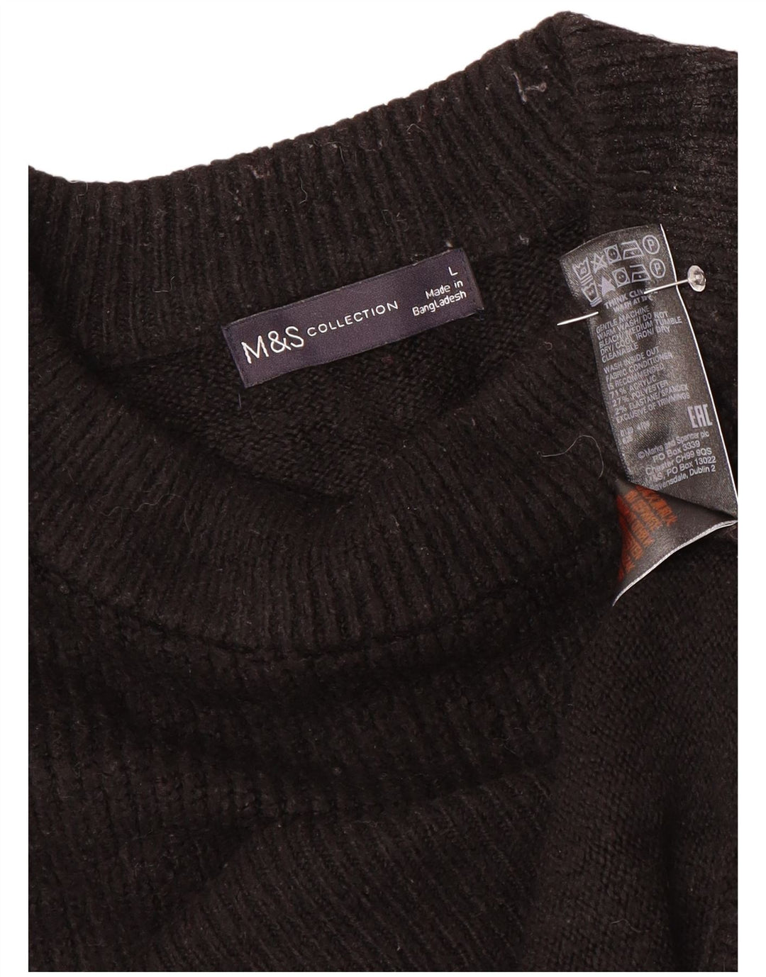 Marks & Spencer Damen-Pullover, übergroß, Rundhalsausschnitt, Gr. 40, Größe L, Schwarz