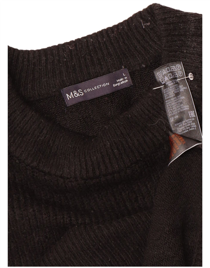 Marks & Spencer Damen-Pullover, übergroß, Rundhalsausschnitt, Gr. 40, Größe L, Schwarz
