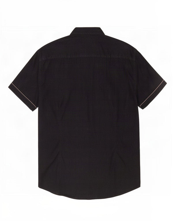 Guess Mens Graphic Short Sleeve Shirt UK 40 Large Black Check Cotton