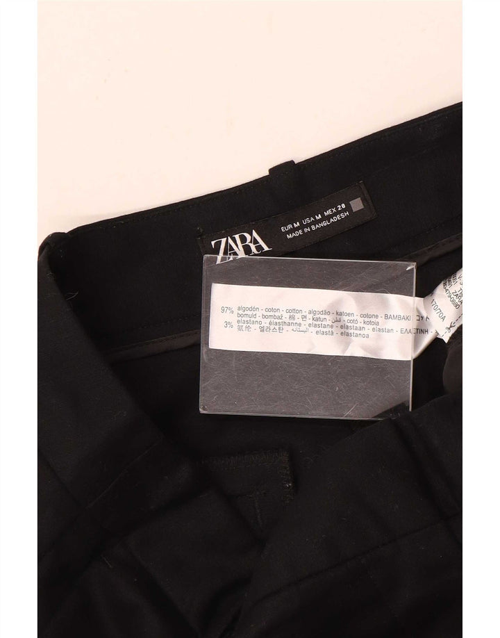 Zara Damen Pegged Chino Shorts Medium W28 Schwarze Baumwolle