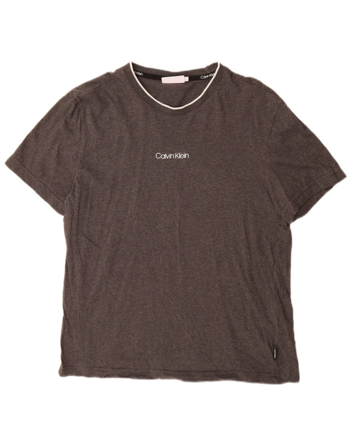 Calvin Klein Herren-T-Shirt mit Grafik, mittelgrau gesprenkelte Baumwolle