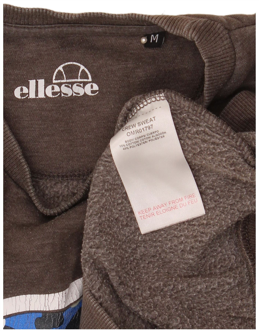 Ellesse Herren-Sweatshirt mit Grafik, mittelgraue Baumwolle