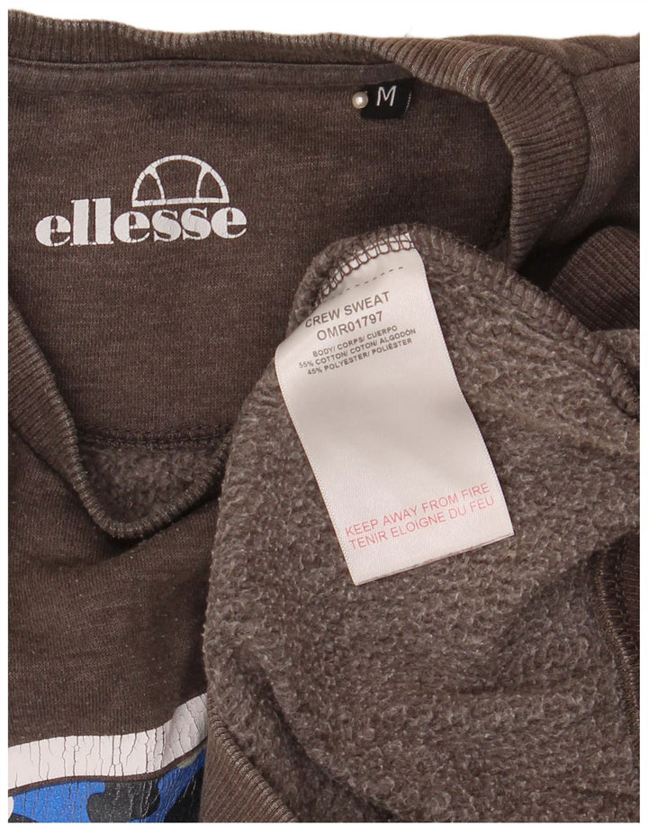 Ellesse Herren-Sweatshirt mit Grafik, mittelgraue Baumwolle