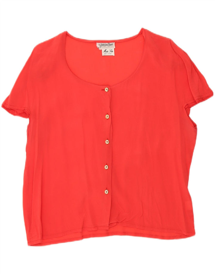 VINTAGE Womens Short Sleeve Shirt Blouse IT 46 Large Red Acetate Vintage Vintage and Second-Hand Vintage from Messina Hembry 
