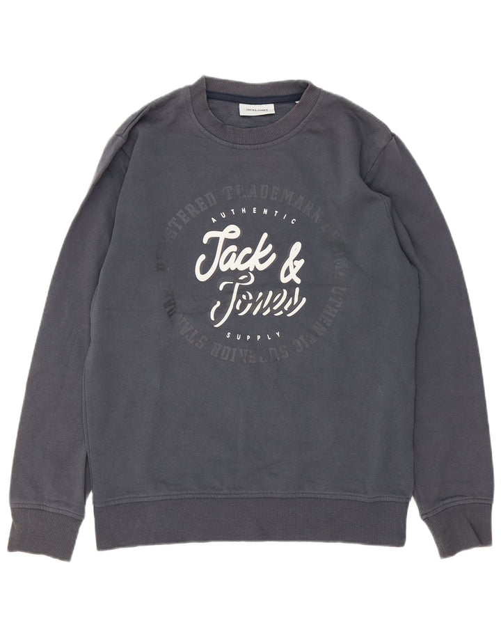 Jack & Jones Herren Grafik-Sweatshirt-Pullover Mittelgrau