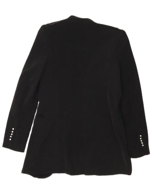 ZARA Damen Longline Open Blazer Jacke UK 10 Small Schwarz Acetat