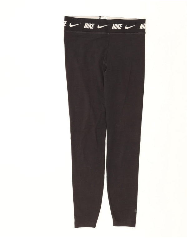 NIKE Damen Tight Fit Graphic Leggings UK 12 Mittelschwarze Baumwolle