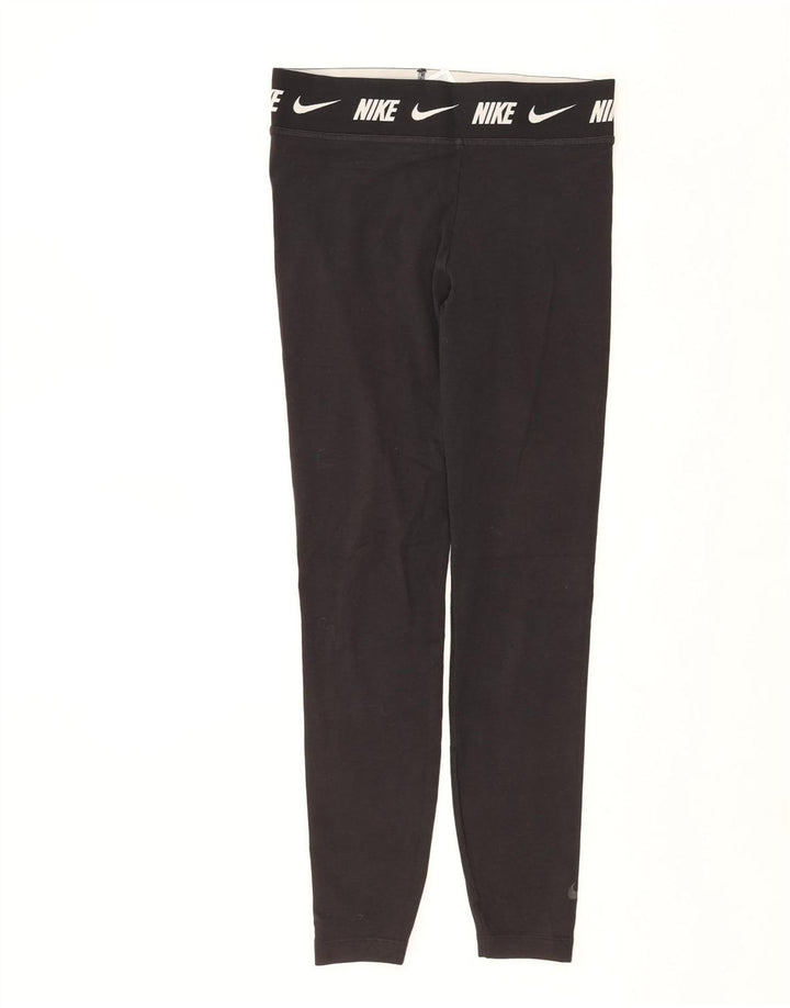 NIKE Damen Tight Fit Graphic Leggings UK 12 Mittelschwarze Baumwolle