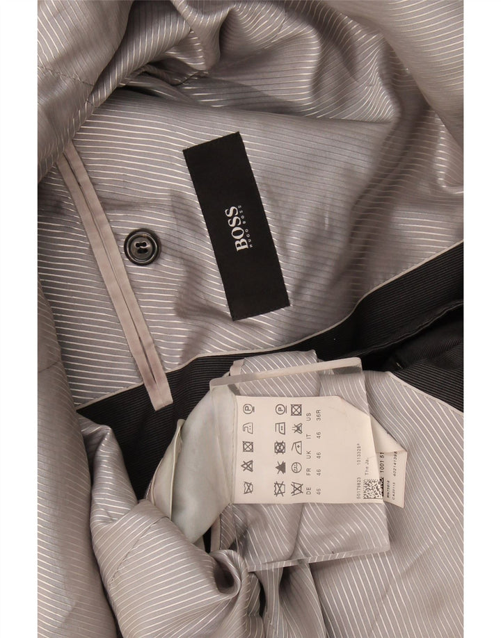 Hugo Boss Herren-Blazer mit 2 Knöpfen, EU 46, kleine graue Wolle