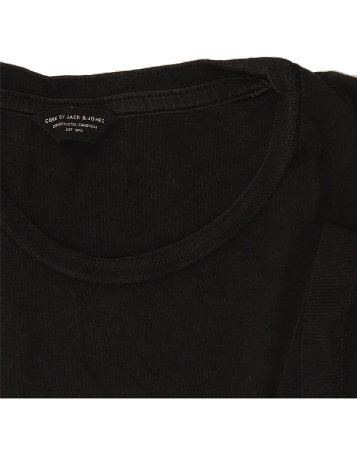 JACK & JONES Mens Graphic T-Shirt Top Medium Black Colourblock Cotton Vintage Jack & Jones and Second-Hand Jack & Jones from Messina Hembry 